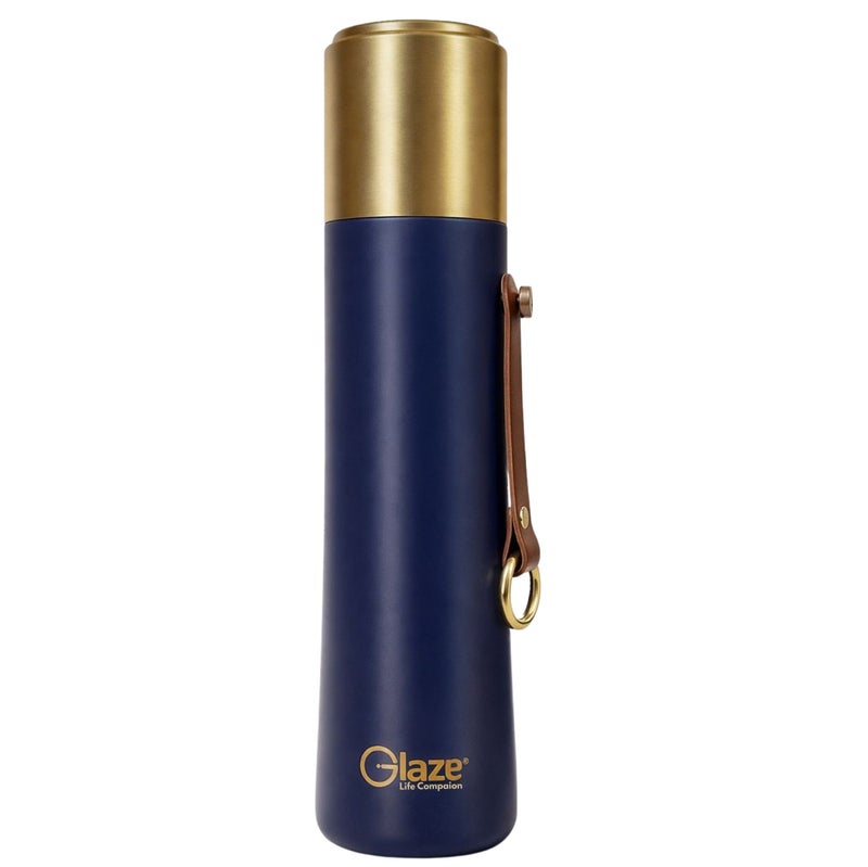 Glaze Water Bottle 304 Stainless Steel Vacuum Insulated Hot & Cold Leak-Proof 500ml Blue - Image 1